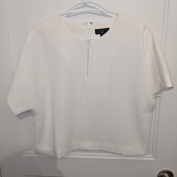 Cropped cap-sleeve top in 365 crepe - Picture 3 of 6